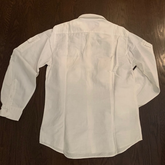 "Perkin's" Men's cargo linen cotton long sleeves shirt - Picture 5 of 6